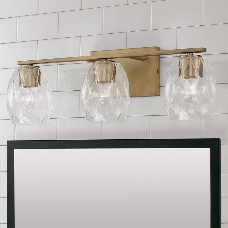 Lucas 3-Light Bath Vanity Light in Aged Brass