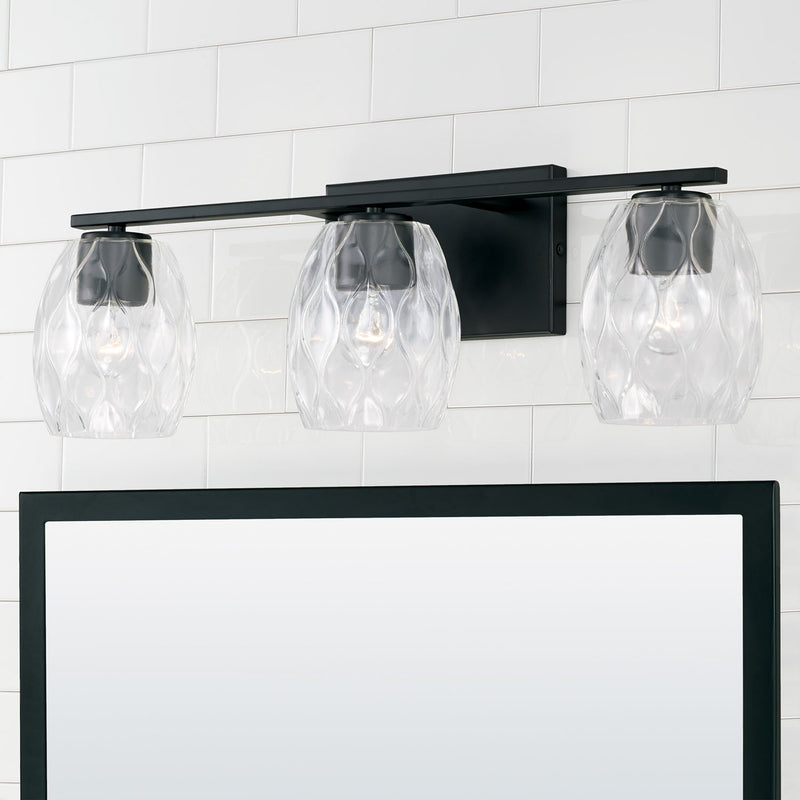 Lucas 3-Light Bath Vanity Light in Matte Black
