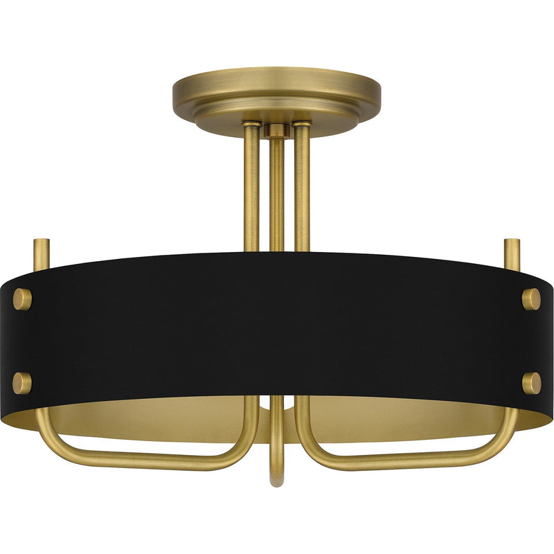 Madden 3-Light Semi-Flush Mount in Aged Brass