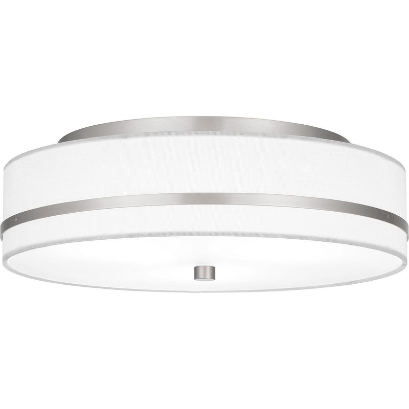 Fabric Drum 3-Light Flush Mount in Brushed Nickel