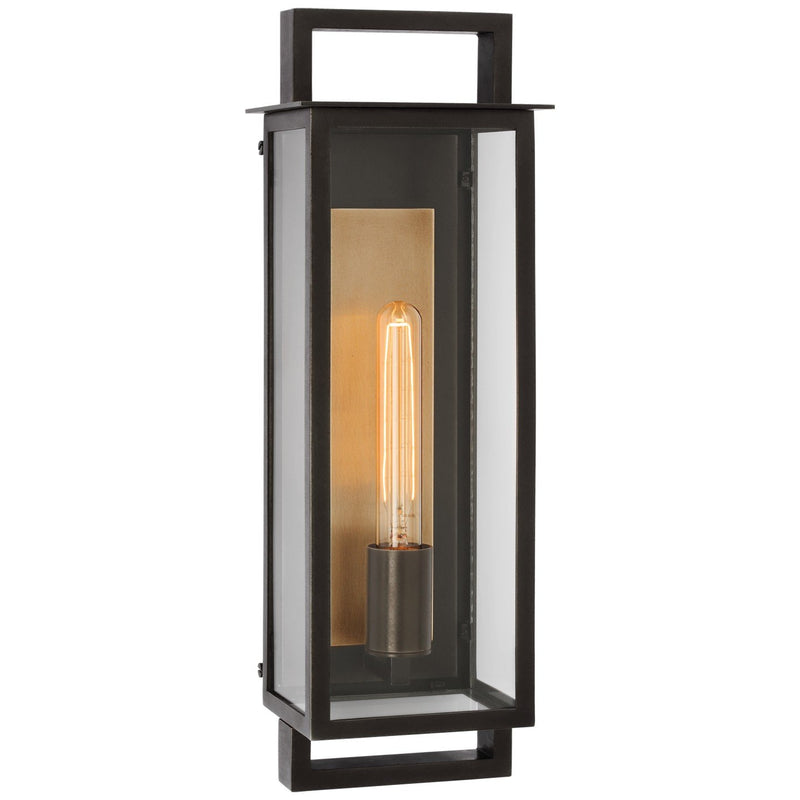 Halle Medium Narrow Outdoor Wall Lantern in Aged Iron