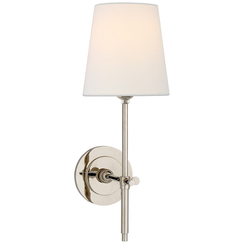 Bryant 14" Linen Shade Wall Sconce in Polished Nickel