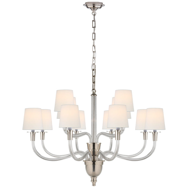 Vivian Large Two-Tier 12-Light Chandelier in Polished Nickel