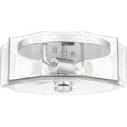 Geometric Seedy Glass 2-Light Flush Mount in Polished Chrome