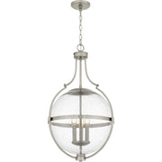Seedy Glass Globe 3-Light Pendant in Brushed Nickel