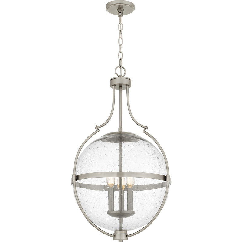Seedy Glass Globe 3-Light Pendant in Brushed Nickel
