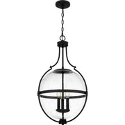 Seedy Glass Globe 3-Light Pendant in Matte Black