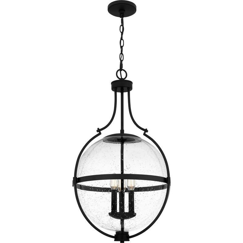 Seedy Glass Globe 3-Light Pendant in Matte Black