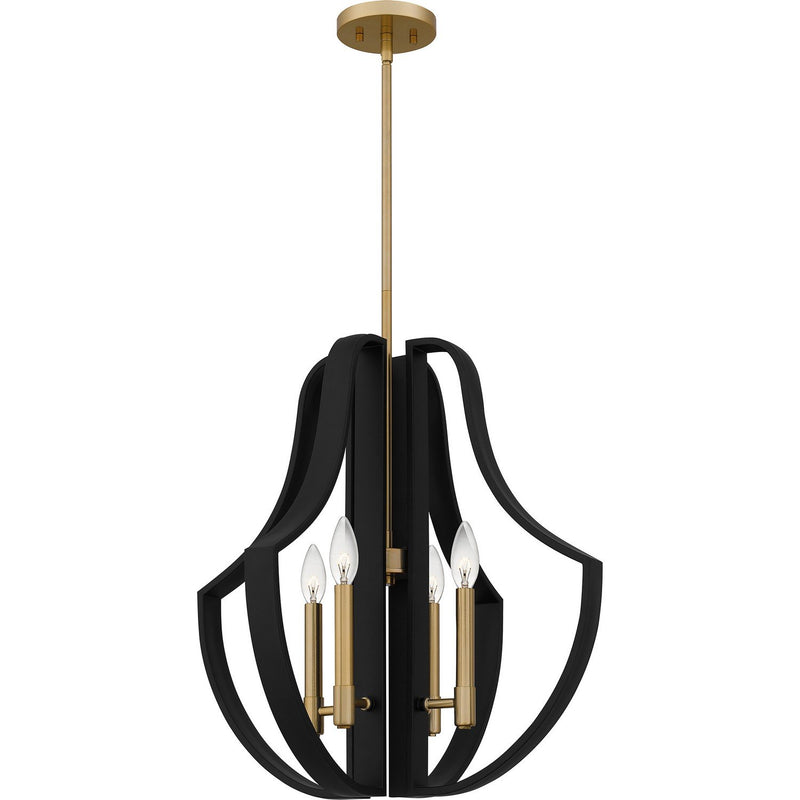 Teardrop Cage 4-Light Pendant in Matte Black