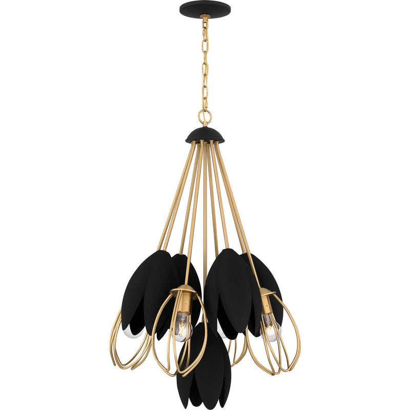 Metal Cluster 4-Light Pendant in Brushed Weathered Brass