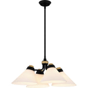 Mid-Century 4-Light Chandelier in Matte Black