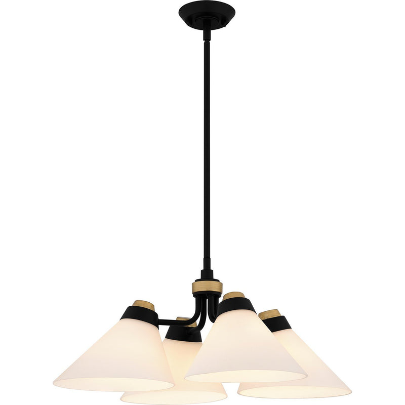 Mid-Century 4-Light Chandelier in Matte Black