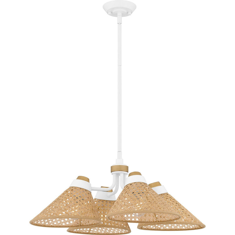 Mid-Century 4-Light Chandelier in Matte White