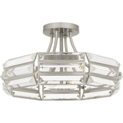 Crystal Glass 4-Light Semi-Flush Mount in Brushed Nickel