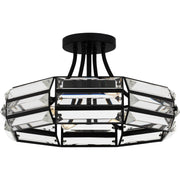 Crystal Glass 4-Light Semi-Flush Mount in Matte Black