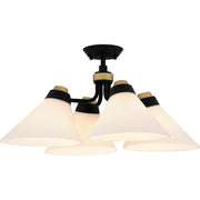 Cone Shade 4-Light Semi-Flush Mount in Matte Black