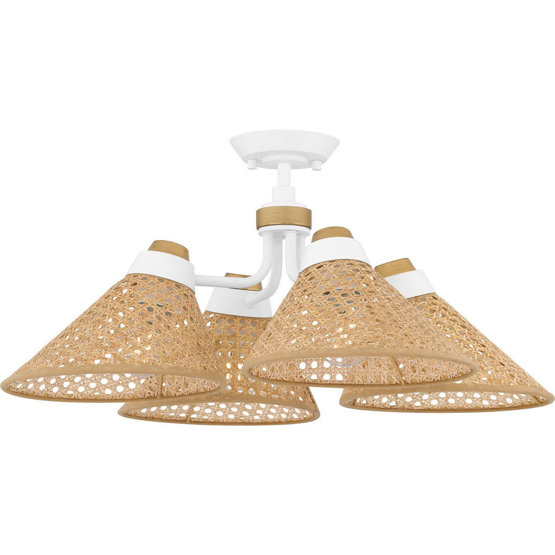 Cone Shade 4-Light Semi-Flush Mount in Matte White