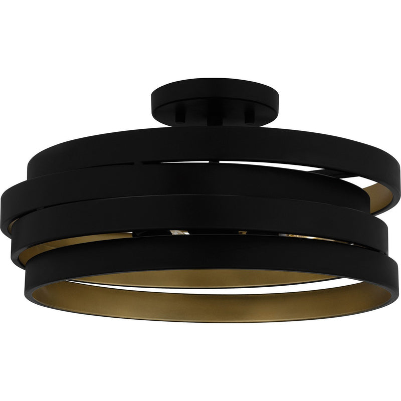 Geometric Metal 3-Light Semi-Flush Mount in Matte Black