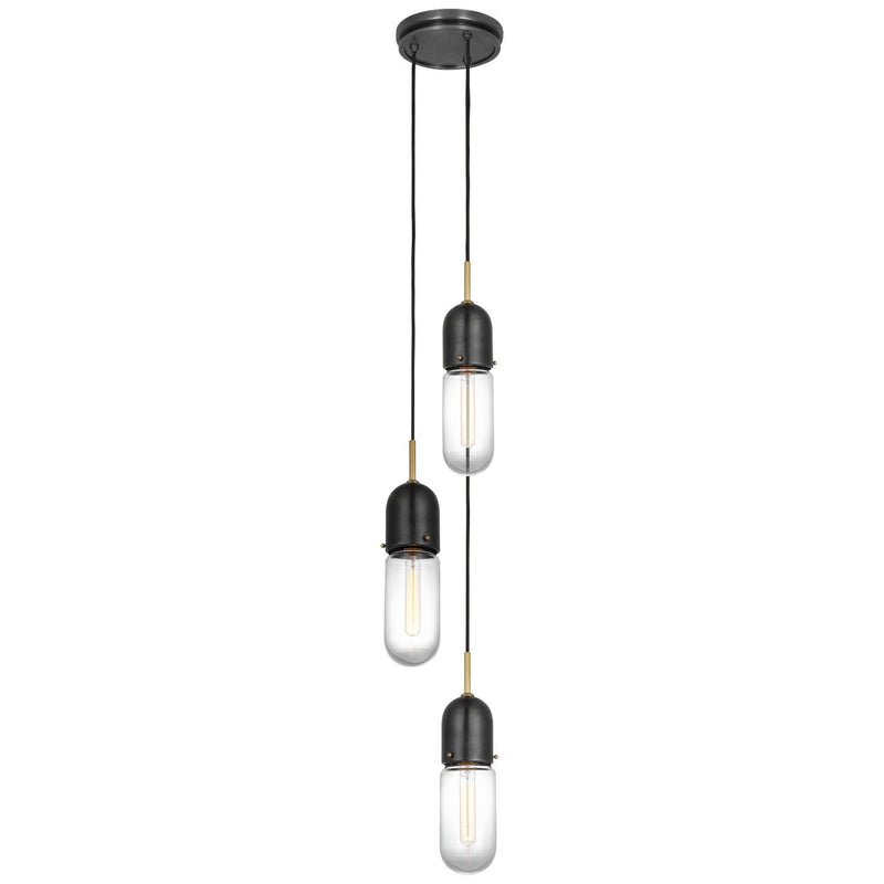 Junio 3-Light Pendant in Bronze and Brass
