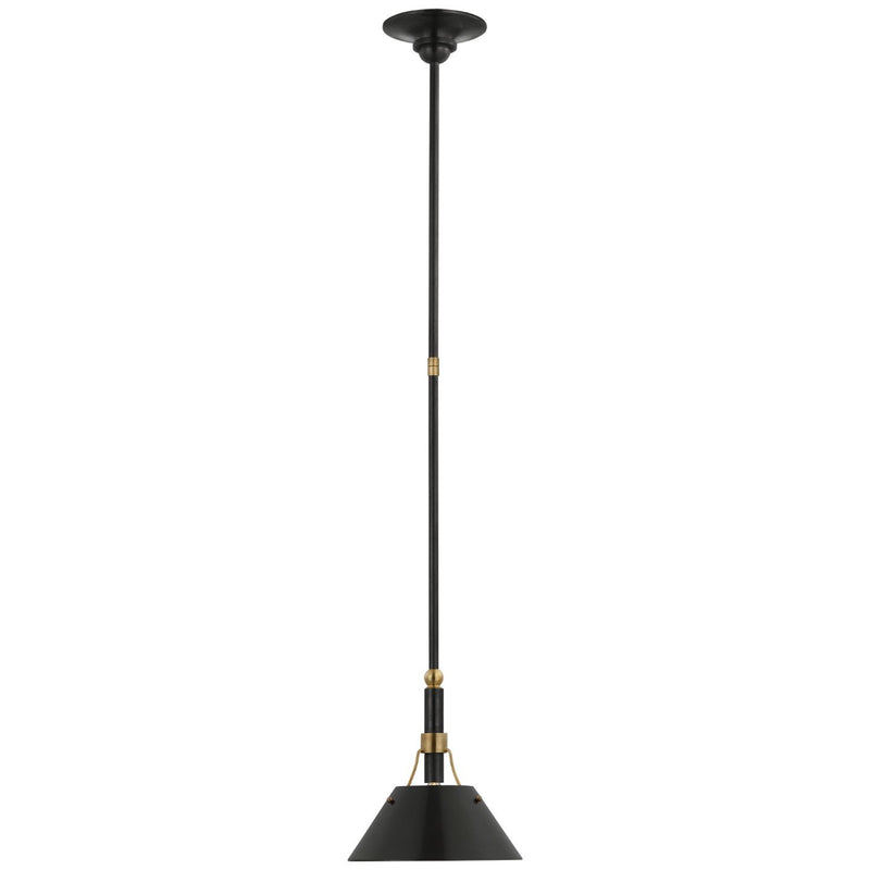 Turlington Small Mini Pendant in Bronze and Hand-Rubbed Antique Brass