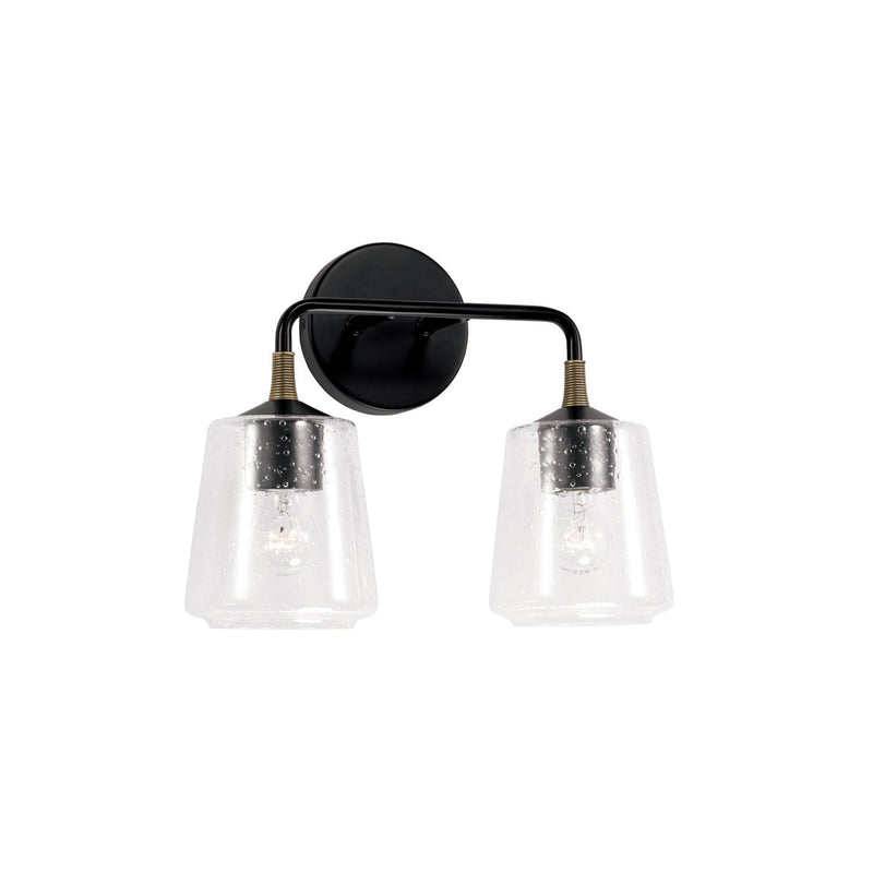 Amara 2-Light Bath Vanity Light in Matte Black with Brass