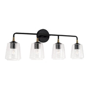 Amara 4-Light Bath Vanity Light in Matte Black with Brass