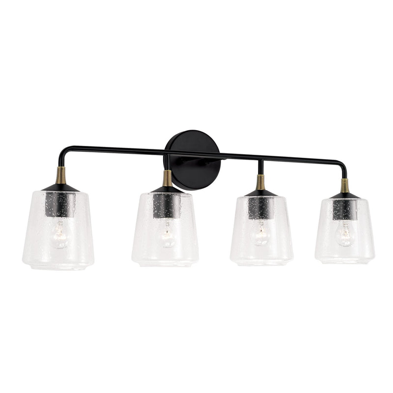 Amara 4-Light Bath Vanity Light in Matte Black with Brass