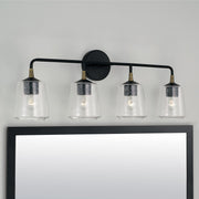 Amara 4-Light Bath Vanity Light in Matte Black with Brass
