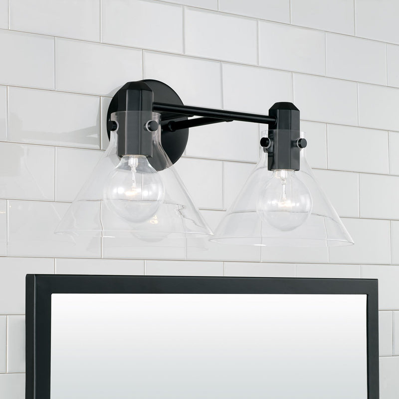 Greer 2-Light Bath Vanity Light in Matte Black
