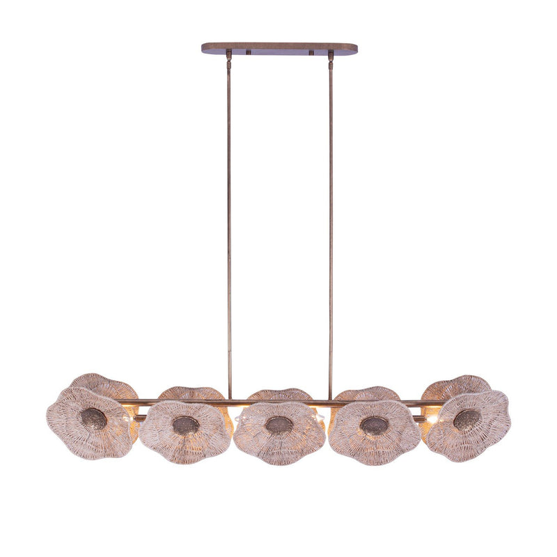 Poppy 5-Light Linear Pendant in Pearlized Antique Brass