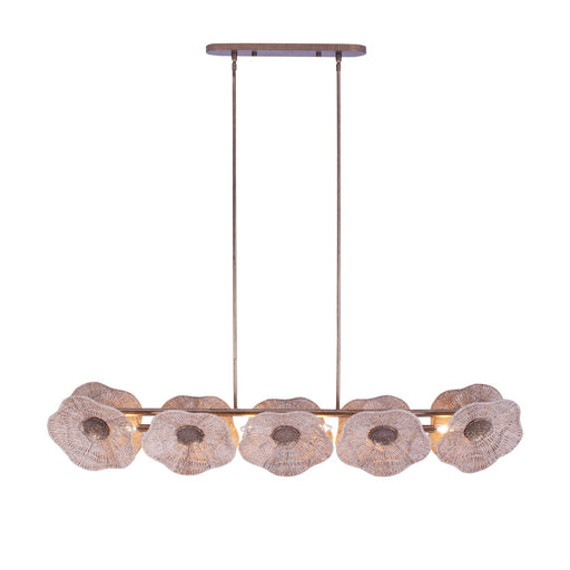Poppy 5-Light Linear Pendant in Pearlized Antique Brass
