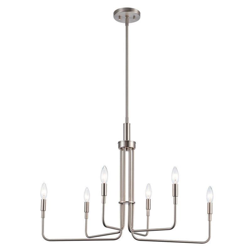 Candle-Style 6-Light 30" Chandelier in Brushed Nickel