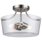 Seeded Glass 2-Light 13.5" Semi-Flush Mount in Brushed Nickel
