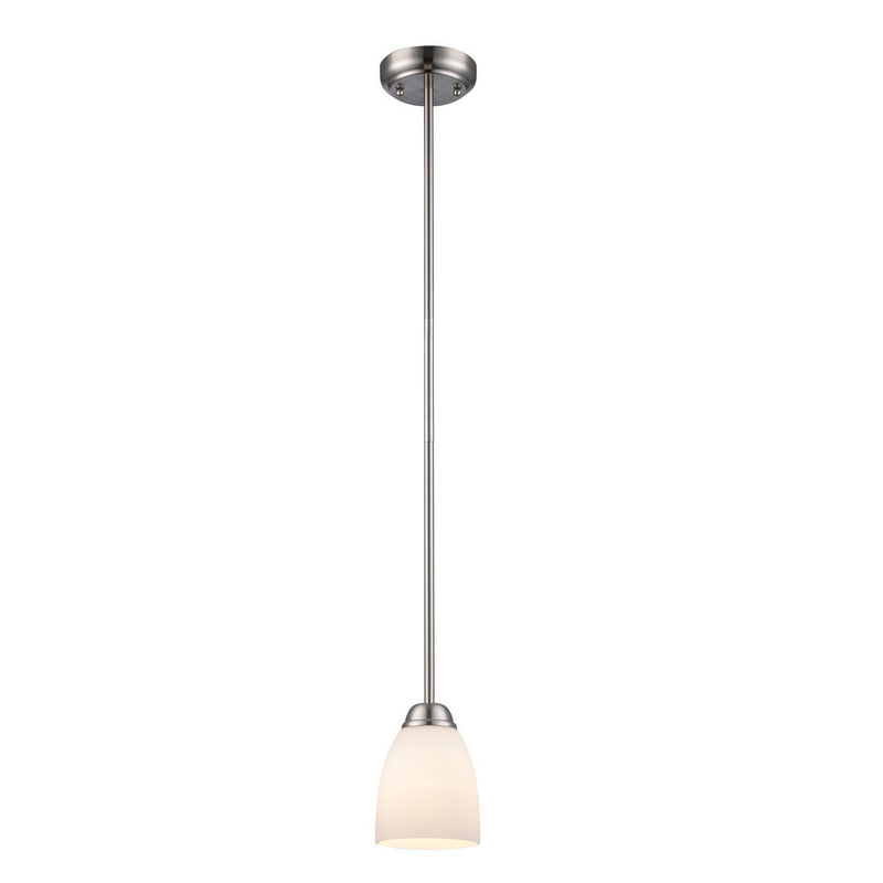 Opal Glass Bell 4.75" Mini Pendant in Brushed Nickel