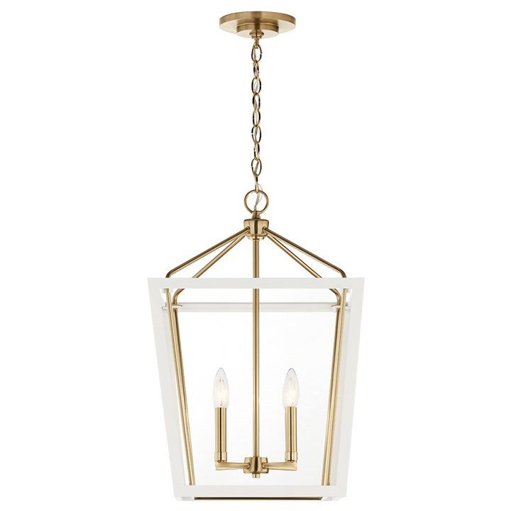 Delvin 4-Light 16" Chandelier in Champagne Bronze & White