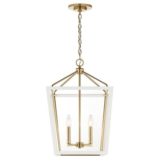 Delvin 4-Light 16" Chandelier in Champagne Bronze & White