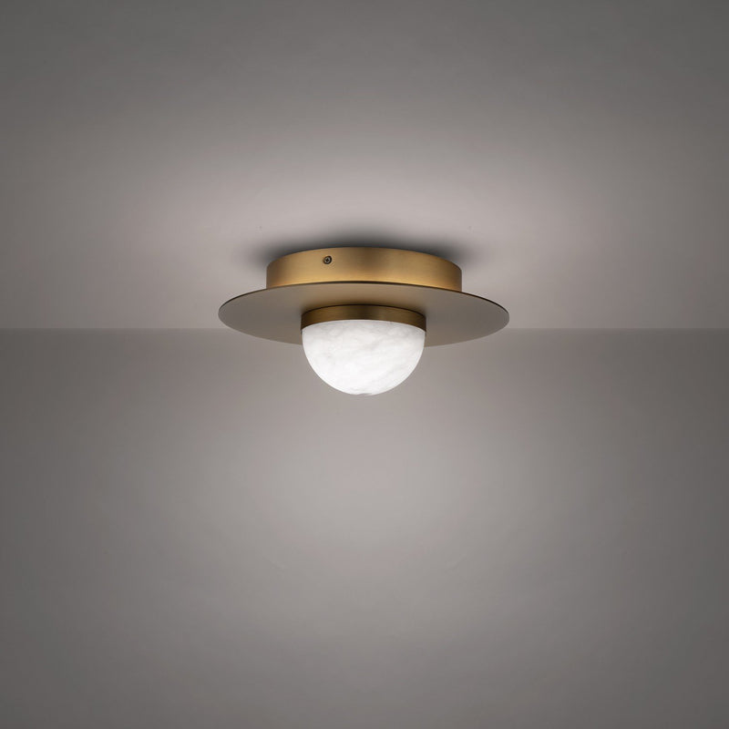 Landed Flush Mount in Aged Brass