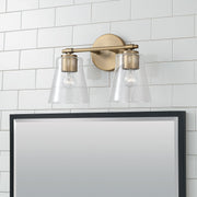 Baker 2-Light Bath Vanity Light in Aged Brass