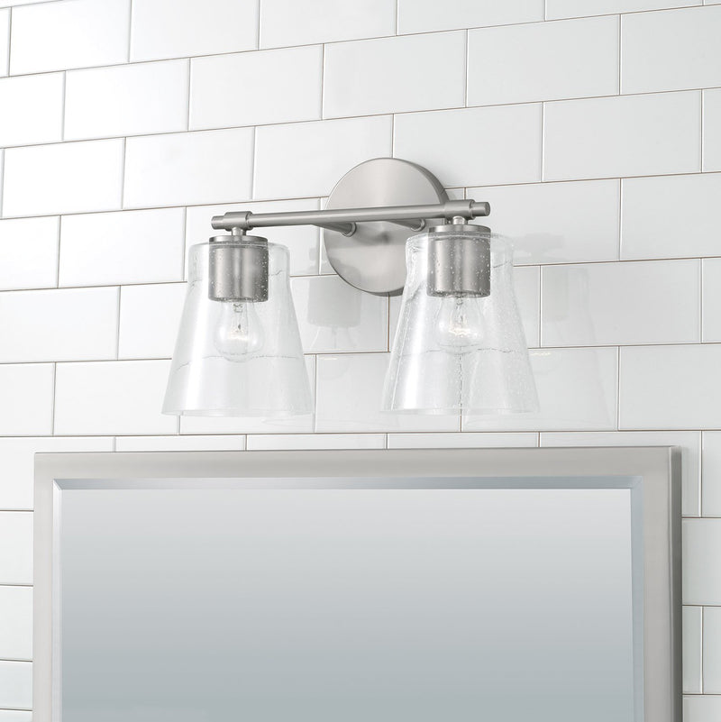 Baker 2-Light Bath Vanity Light in Brushed Nickel