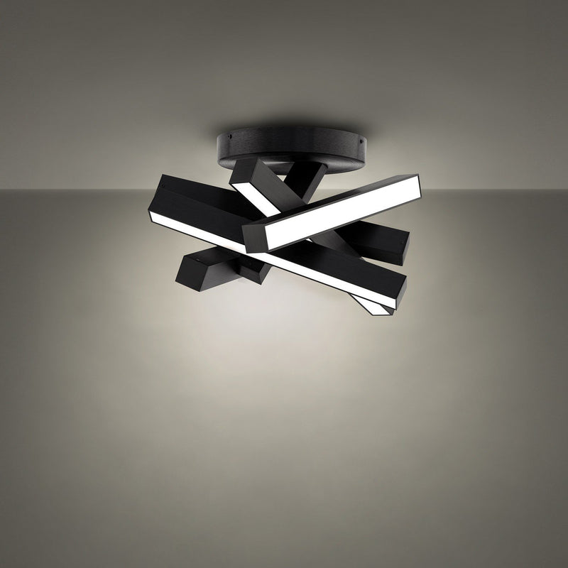 Chaos 5-Light Semi-Flush Mount in Black