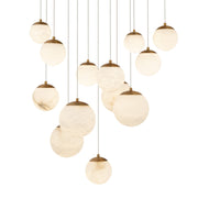 Pisces 13-Light Square Pendant in Aged Brass