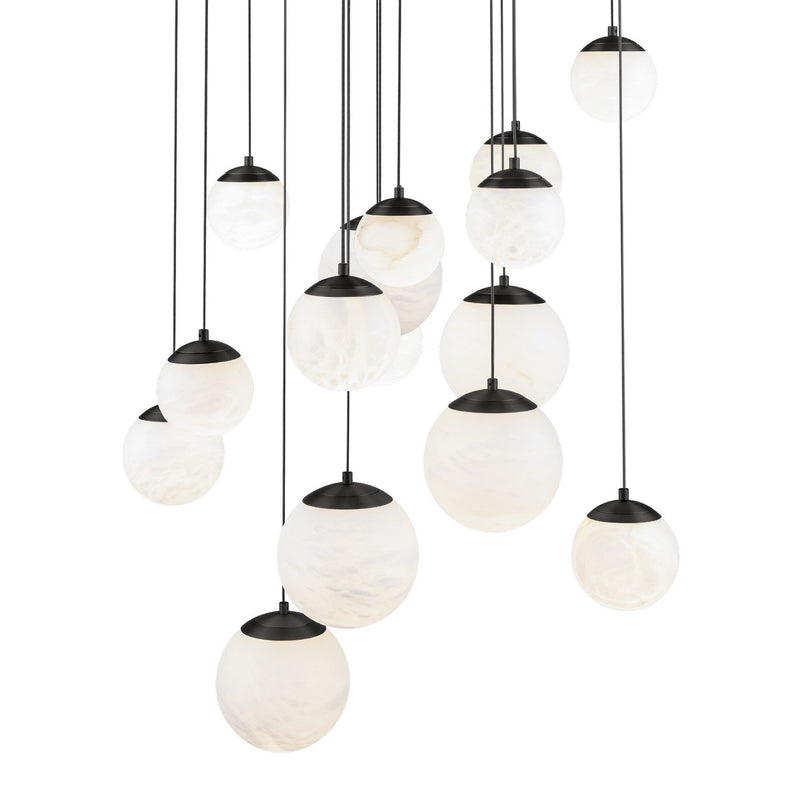 Pisces 15-Light Round Pendant in Black