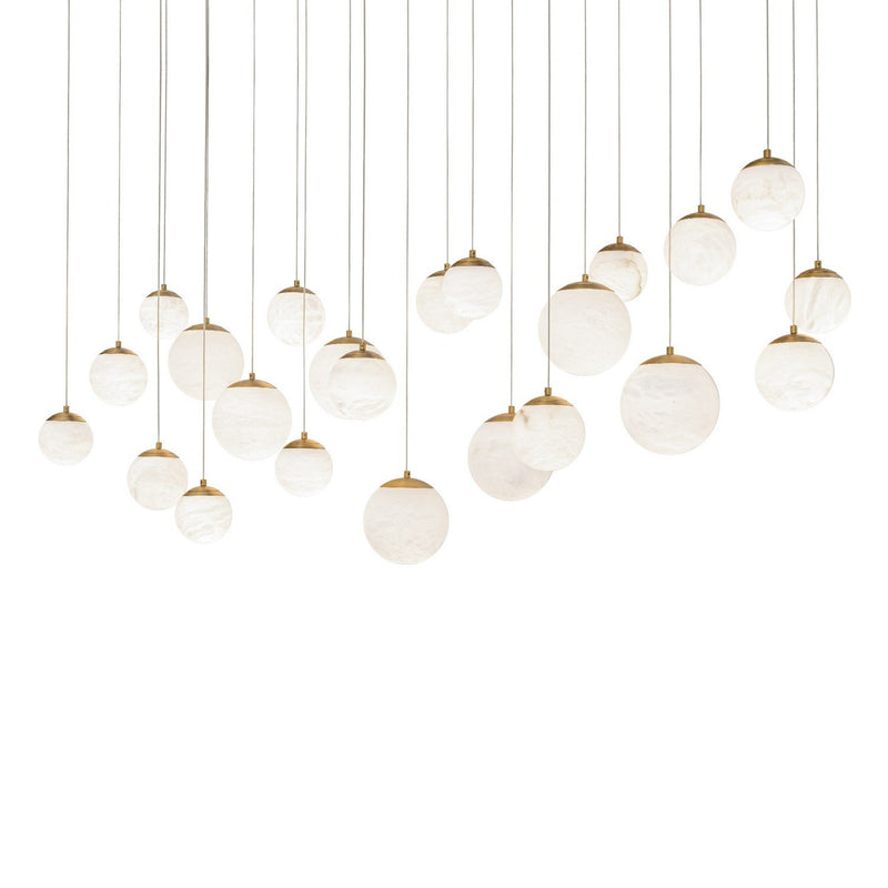 Pisces 23-Light Linear Pendant in Aged Brass