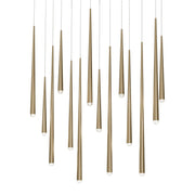 Cascade 14-Light Linear Crystal Pendant in Aged Brass