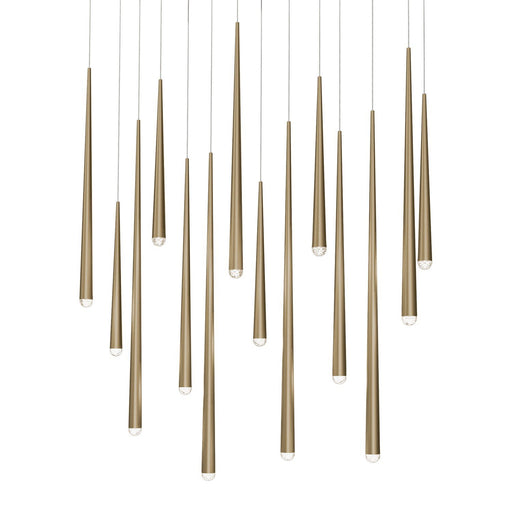 Cascade 14-Light Linear Crystal Pendant in Aged Brass