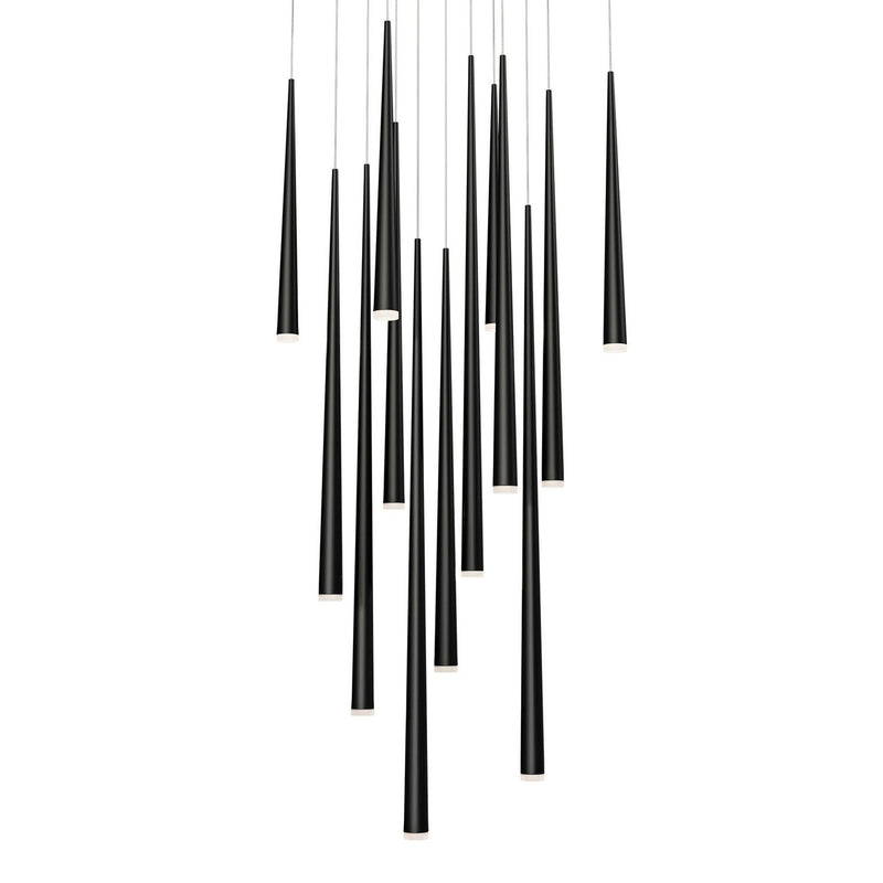 Cascade 13-Light Square Etched Pendant in Black