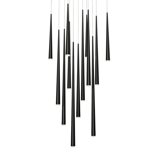 Cascade 13-Light Square Etched Pendant in Black