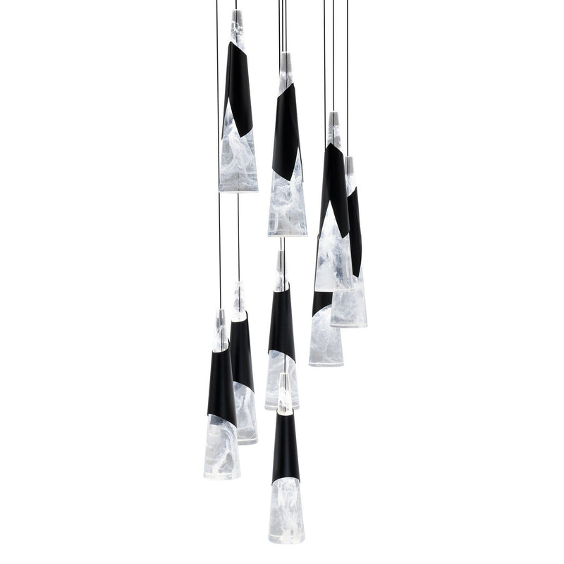 Kilt 9-Light Round Pendant in Black
