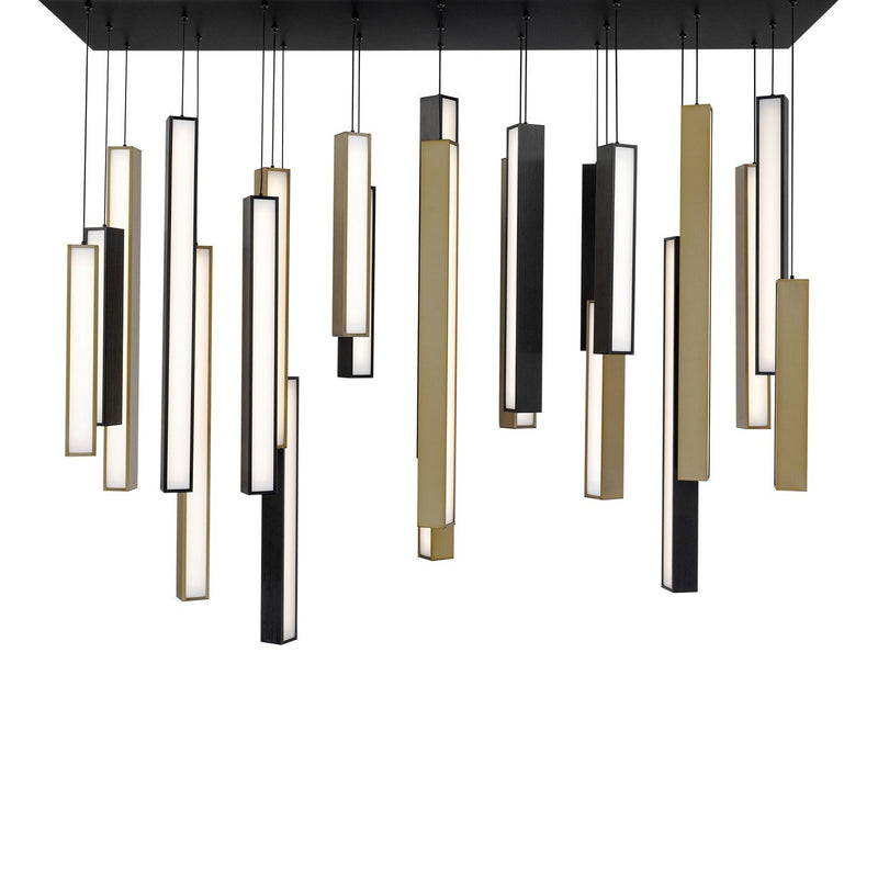 Chaos 23-Light Linear Pendant in Black/aged Brass & Black