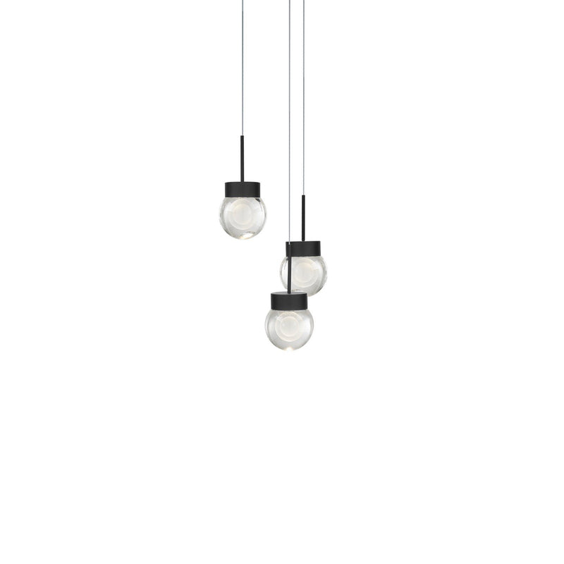 Double Bubble 3-Light Round Pendant in Black